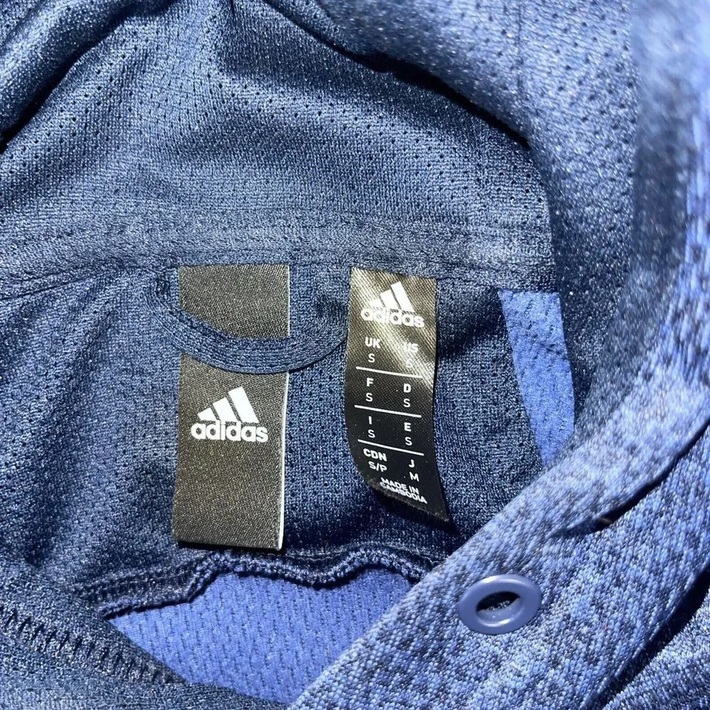 Adidas‎ Hooded Sweatshirt Adult Small Blue White Climawarm Mesh Lined *no String